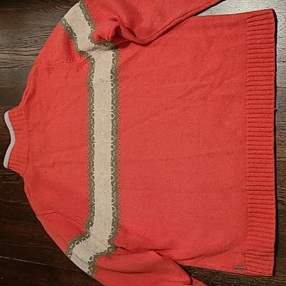 WoolRich Lambs Wool Winter Coral Heather Fair Isle 1/4 Zip Wmns 2XL Sweater Warm - Picture 9 of 16